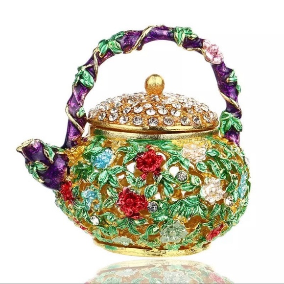 Tea pot jewelry box, vase jewelry box, cloisonne tea pot decoration, home decor